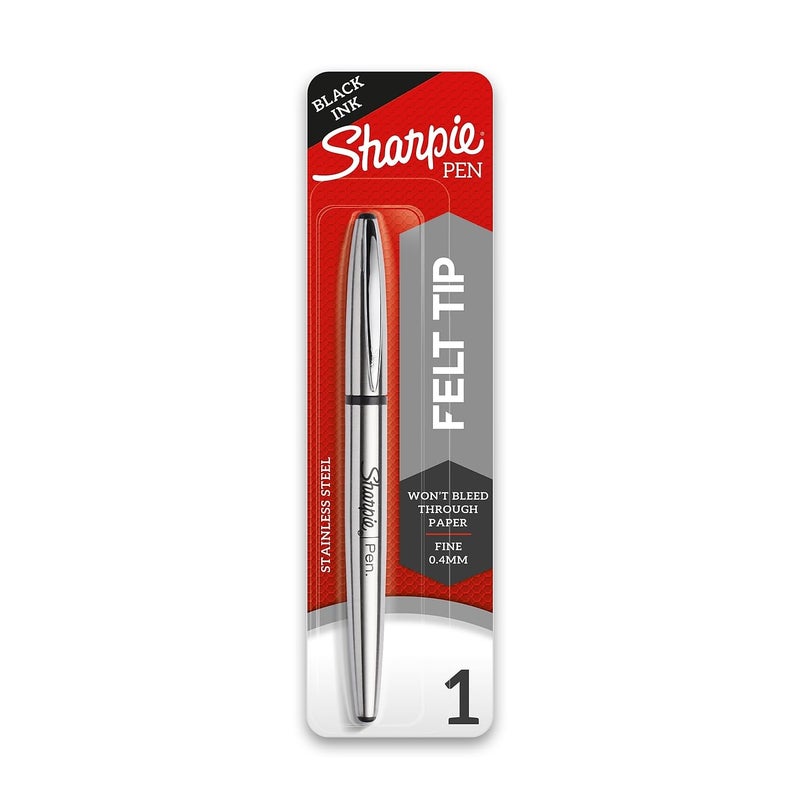 Sharpie Stainless Steel Grip Pen, Fine Point (0.8mm), Black, 1 Count - Image 1